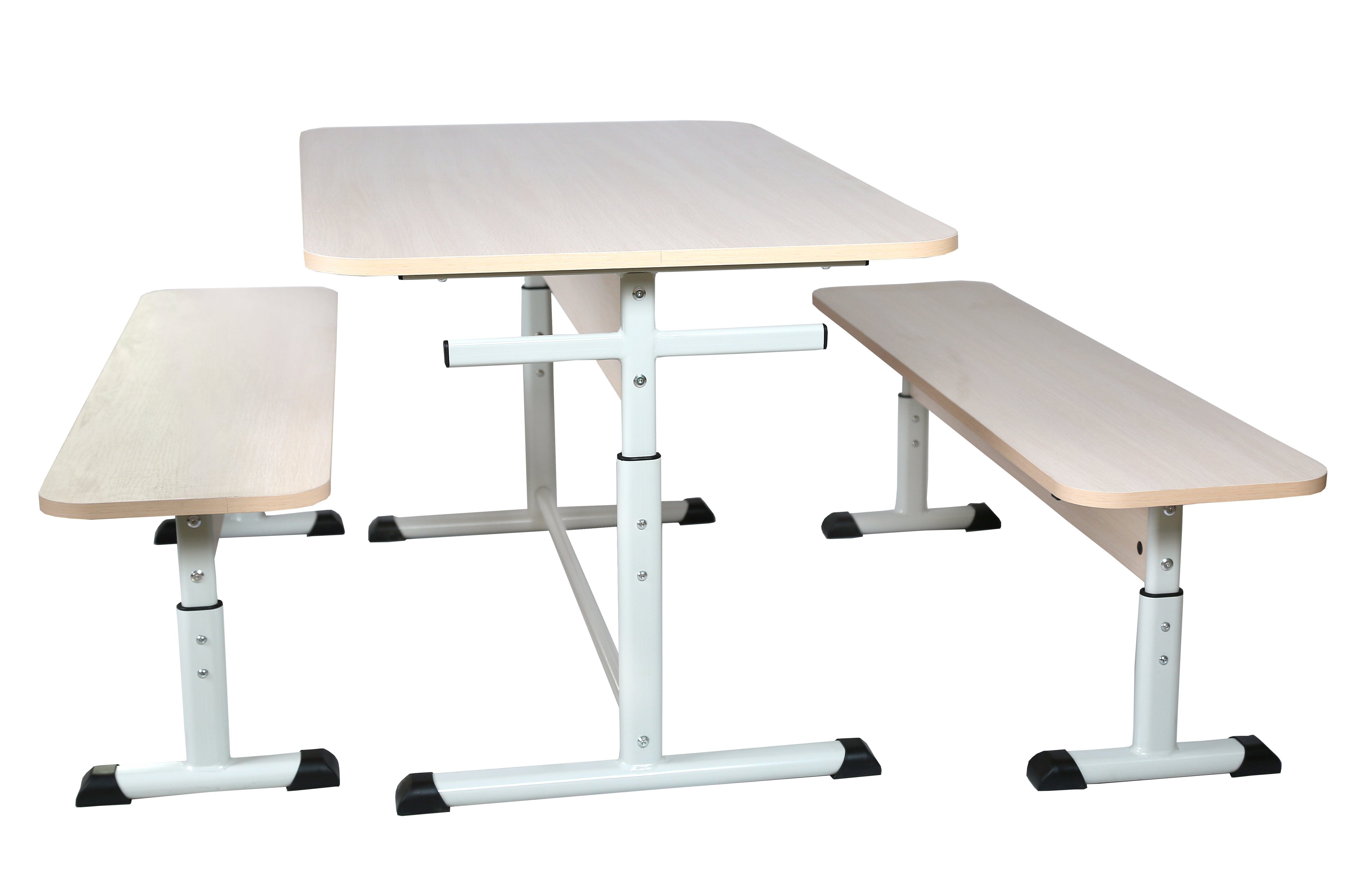 Стіл 6-місний для шкільної їдальні, на ростові групи №4-6, каркас - плоскоовальна металева труба, АЛМАНТ, 1500х700х640-760 мм.